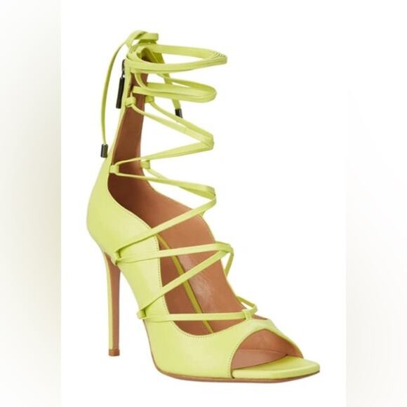 Lita by Ciara Solid Strappy Heel Acid Lime Stiletto Size 40/9.5 New In Box - Picture 1 of 11